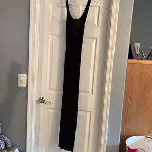 Express black maxi dress with front slit and low cut back with x design size M